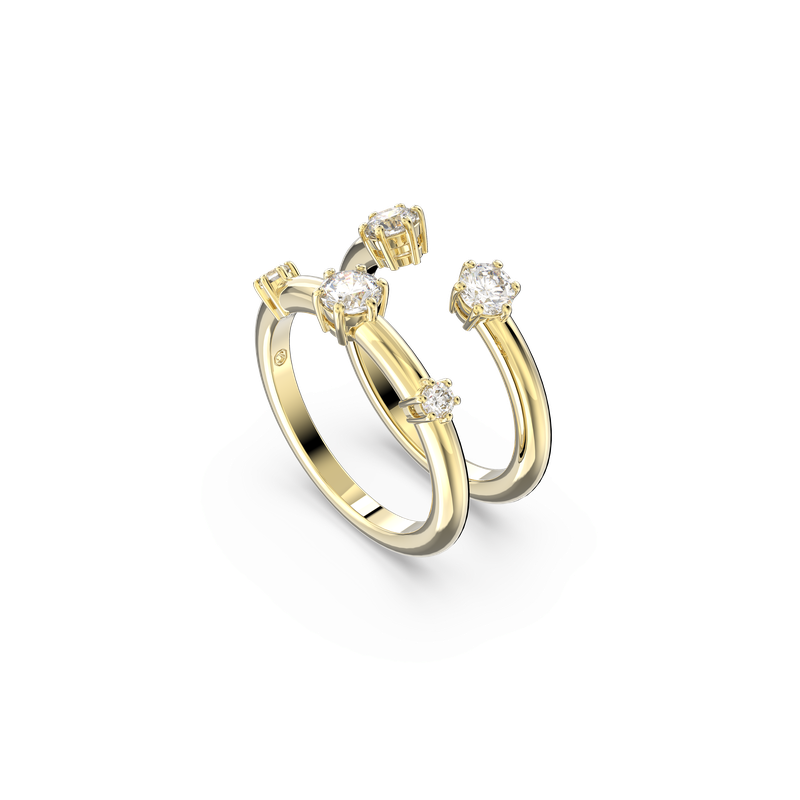 Swarovski Constella ring, Set (2), Round cut, White, Gold