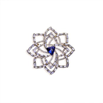 Blue Gemstone and Crystal Starburst Pin J452-FNBR1610582