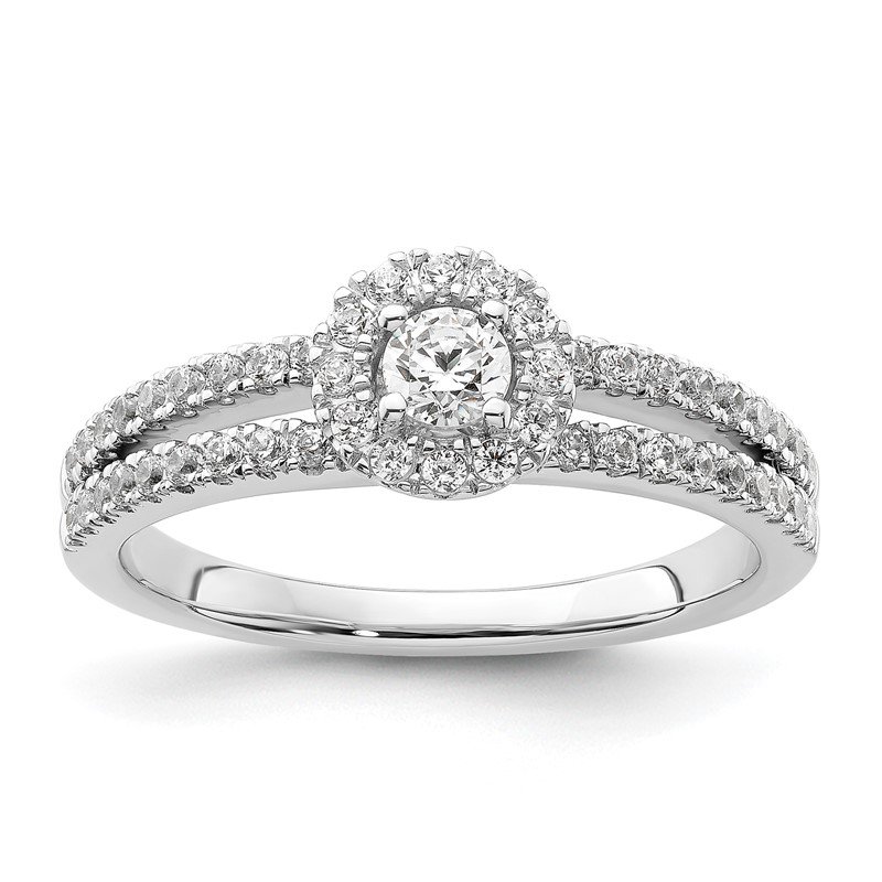 14K White Gold Lab Grown Diamond Two Promises Halo Complete Engagement Ring 14K White Gold Lab Grown Diamond Two Promises Halo Complete Engagement Ring