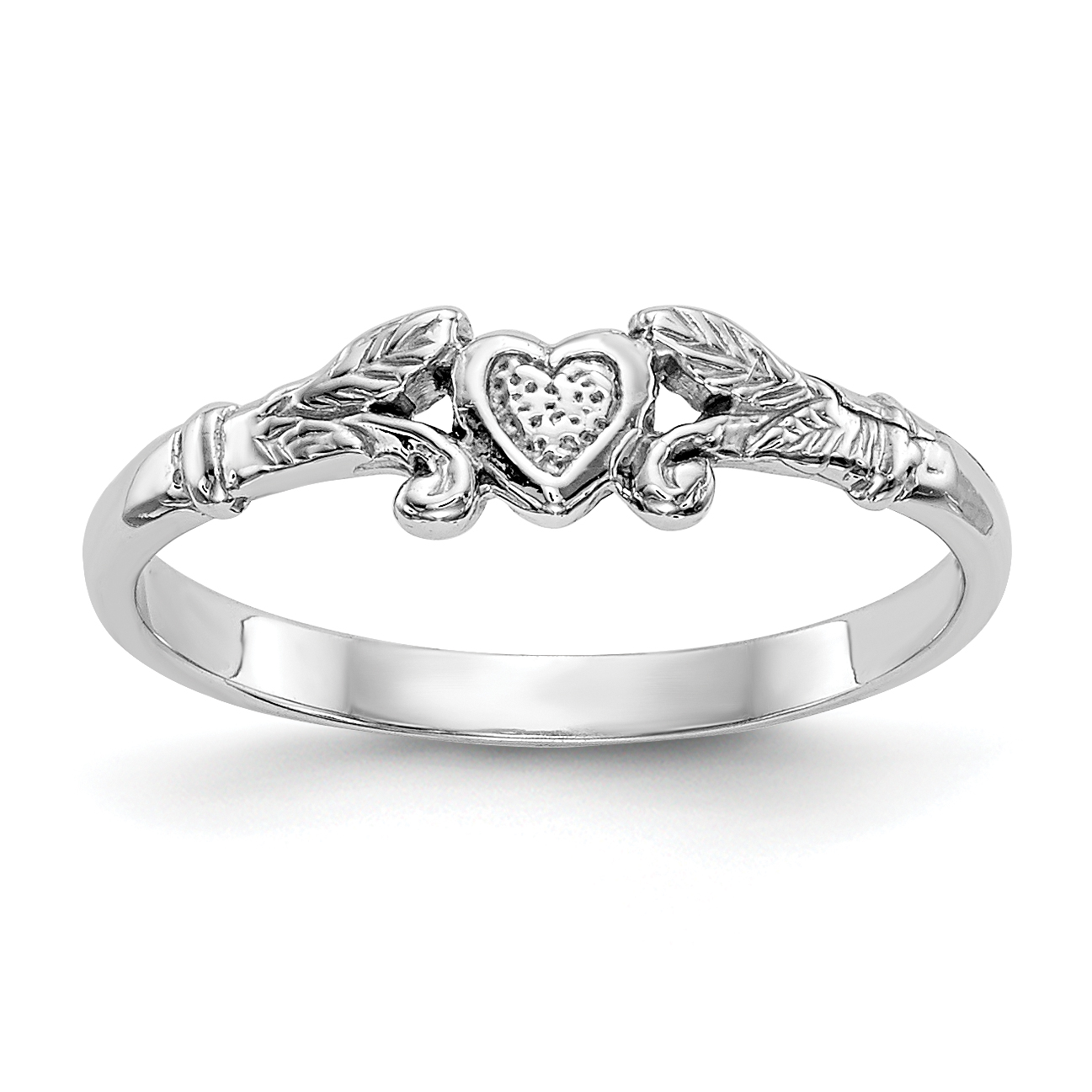 Celestial 14K White Gold Textured Mini Heart Size 1 Baby / Childs