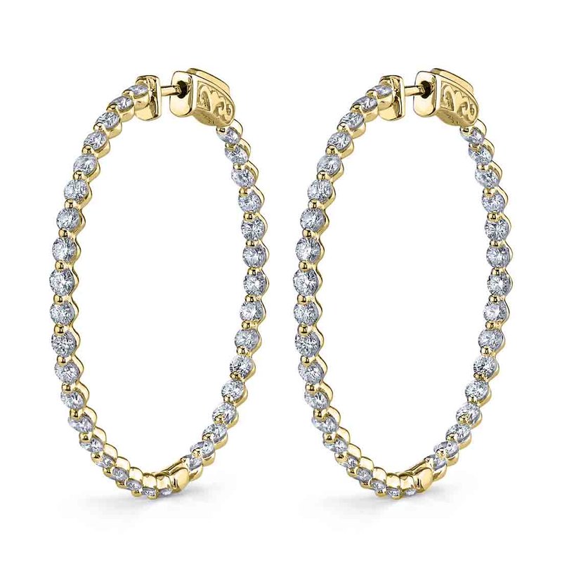 Sylvie Single Prong Diamond Hoop Earrings – 32MM HP032-0320