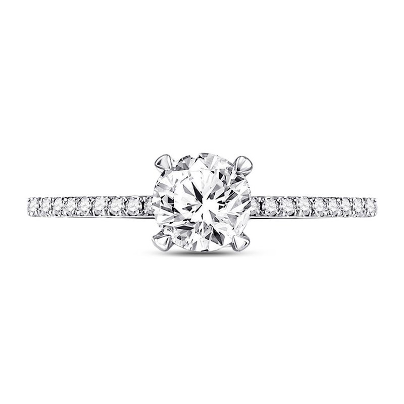 GND 14kt White Gold Round Diamond Solitaire Bridal Wedding