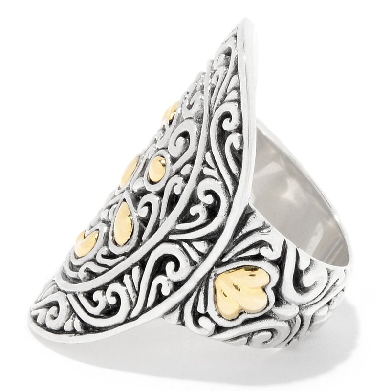 Samuel B STERLING SILVER/18K OBLONG SHAPE BALI DESIGN RING