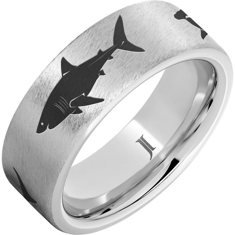 8mm Shark Ring, Custom Engrave Tungsten Ring, Promise Ring for Him, Purity hot Ring, Coordinates Ring, Groomsmen Ring, Date Ring, Shark Ring