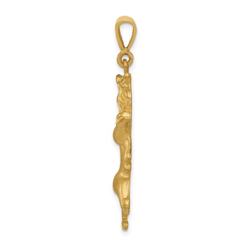 Quality Gold 14k Satin Diamond-cut Leo Zodiac Charm C468