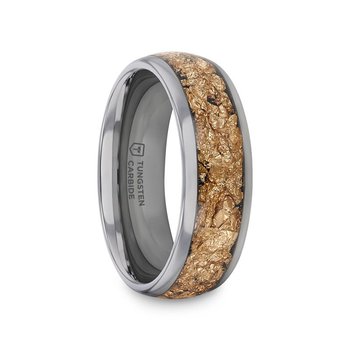 Thorsten LUXE Tungsten Ring and Decorative Gold Flakes Inlay - 8mm Thorsten LUXE Tungsten Ring and Decorative Gold Flakes Inlay - 8mm