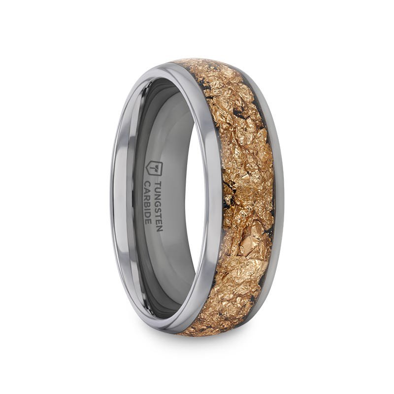 Thorsten LUXE Tungsten Ring and Decorative Gold Flakes Inlay - 8mm Thorsten LUXE Tungsten Ring and Decorative Gold Flakes Inlay - 8mm