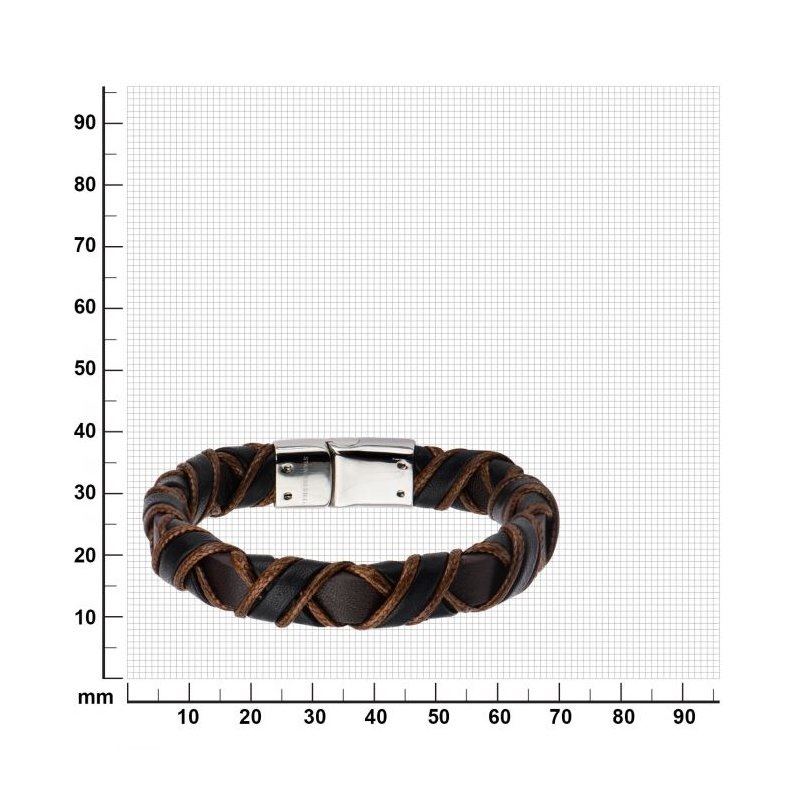 1482 INOX Men's Black Brown Woven Leather with newest Bronze Metal Clasp Cuff Bracelet