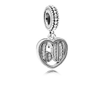 Pandora Panda bear silver charm with white, black and green