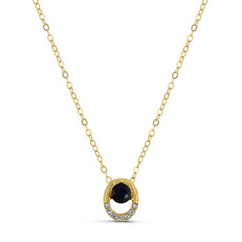 Gold tone 1ct. Sapphire and Crystal Accents Pendant LN5297