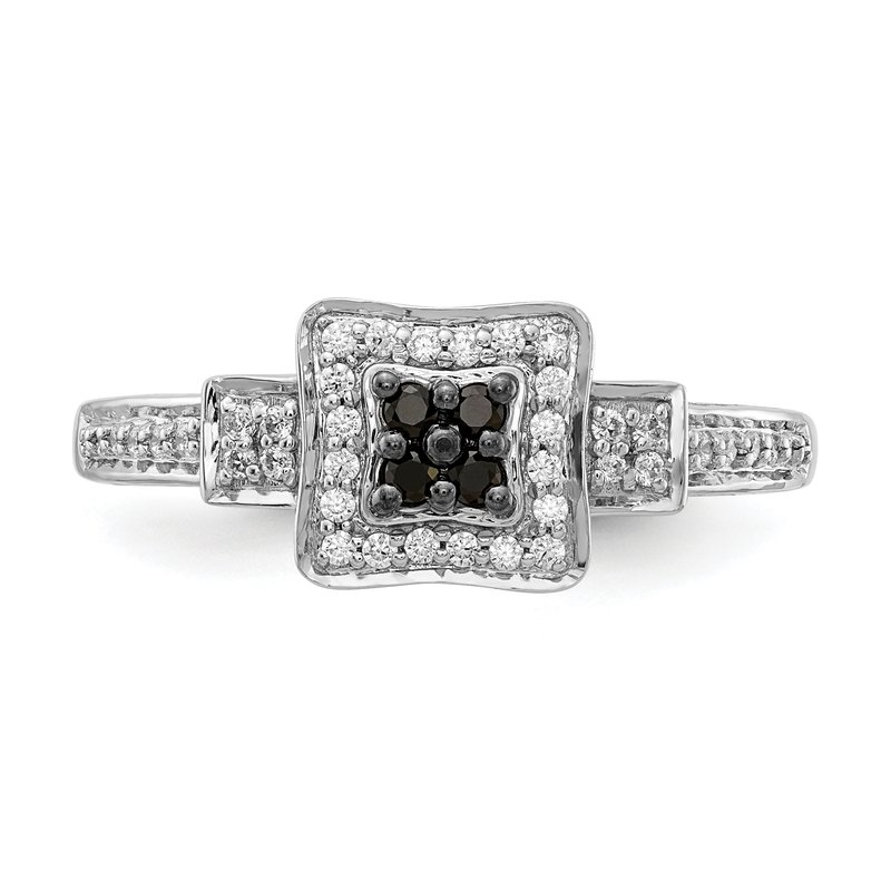 Quality Gold 14k White Gold White and Black Diamond Square