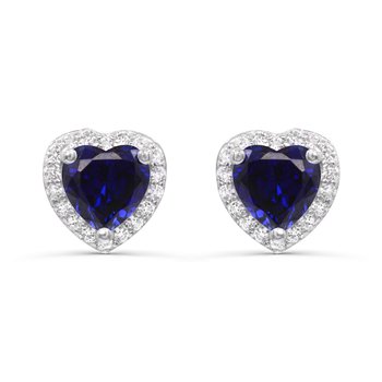 Sterling Silver Created Blue Sapphire and Created White Sapphire Earrings E13404CSCWS