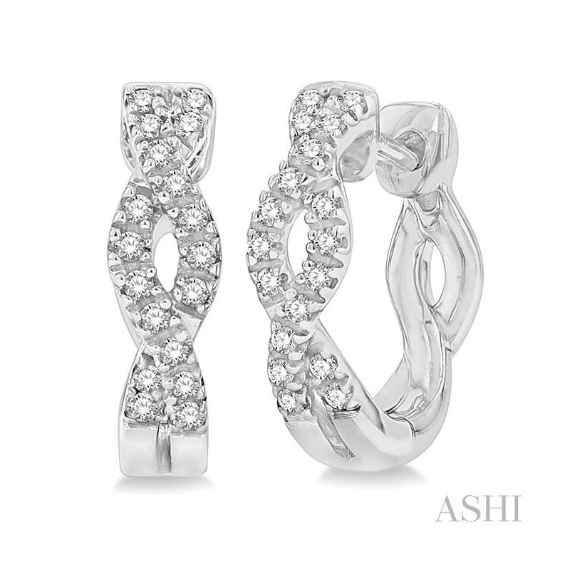 ASHI Swirl Petite Diamond Huggie Fashion Earrings