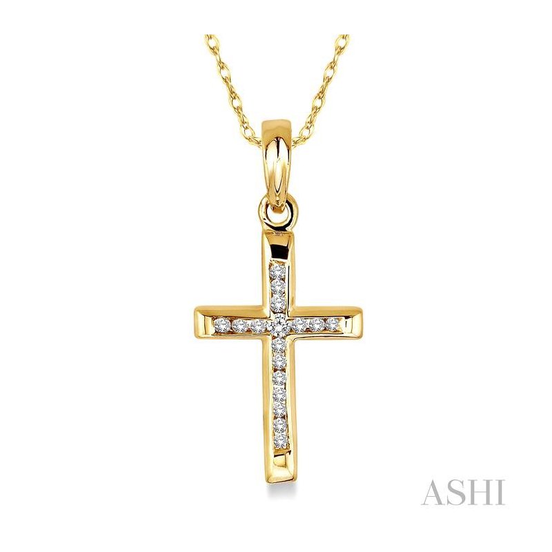 ASHI Channel Set Cross Diamond Fashion Pendant 95118SWTXPD