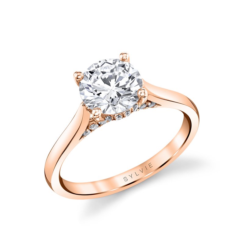 Sylvie Round Cut Diamond Bridge Hidden Halo Engagement Ring Lisa