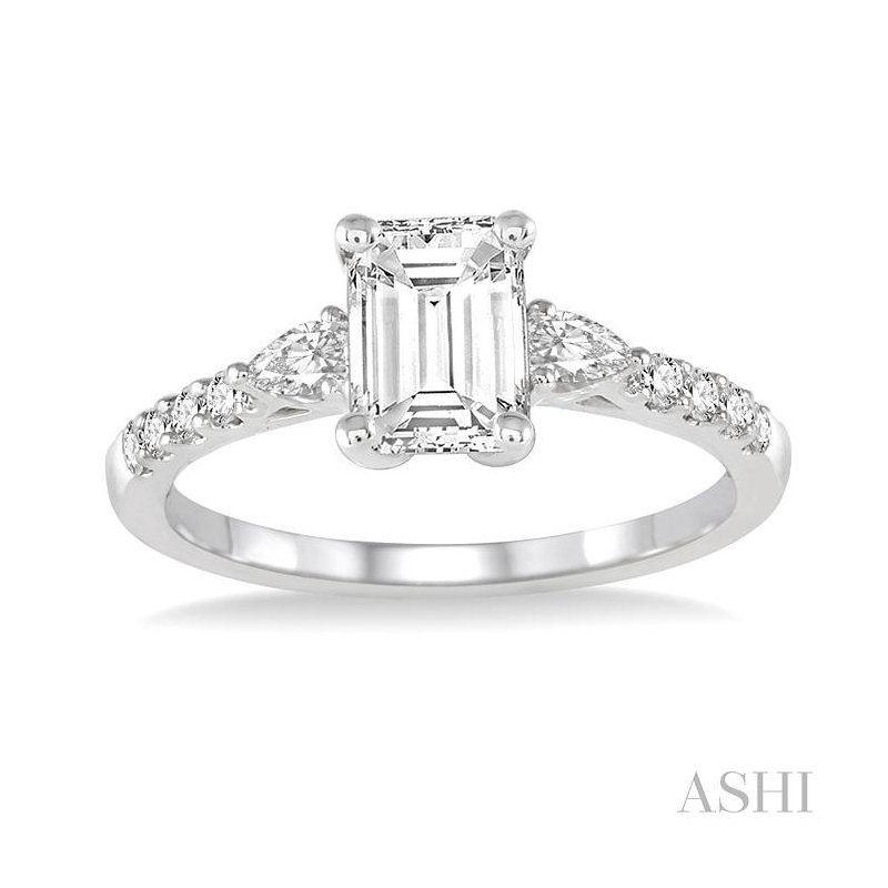Pieta　Excellent 2G ASHI Emerald Shape Semi-Mount Diamond Engagement Ring