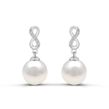 10K White Gold Freshwater Pearl and Diamond 0.030cts Earrings E13544PL6W0