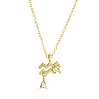 Goldtone Aquarius Zodiac Pendant with Crystal Accents Z124-LN5498GP AQ