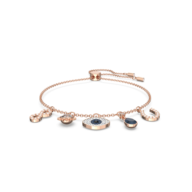 Swarovski Symbolic bracelet, Infinity, evil eye and horseshoe, Blue, Rose  gold-tone plated 5497668 - Jeffrey Jewelry