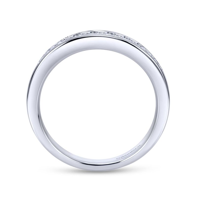 14k White Gold Channel Set Princess Cut Stone Diamond Anniversary Band