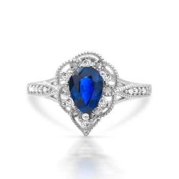 Sterling Silver Blue Sapphire and Diamond 0.115cts Ring R11432SB6S