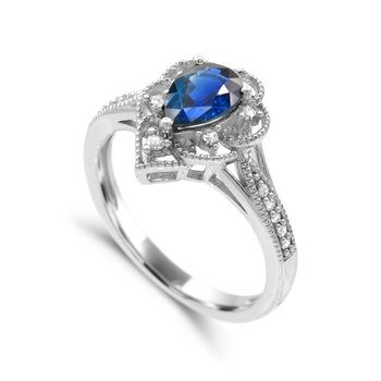 Sterling Silver Blue Sapphire and Diamond 0.115cts Ring R11432SB6S