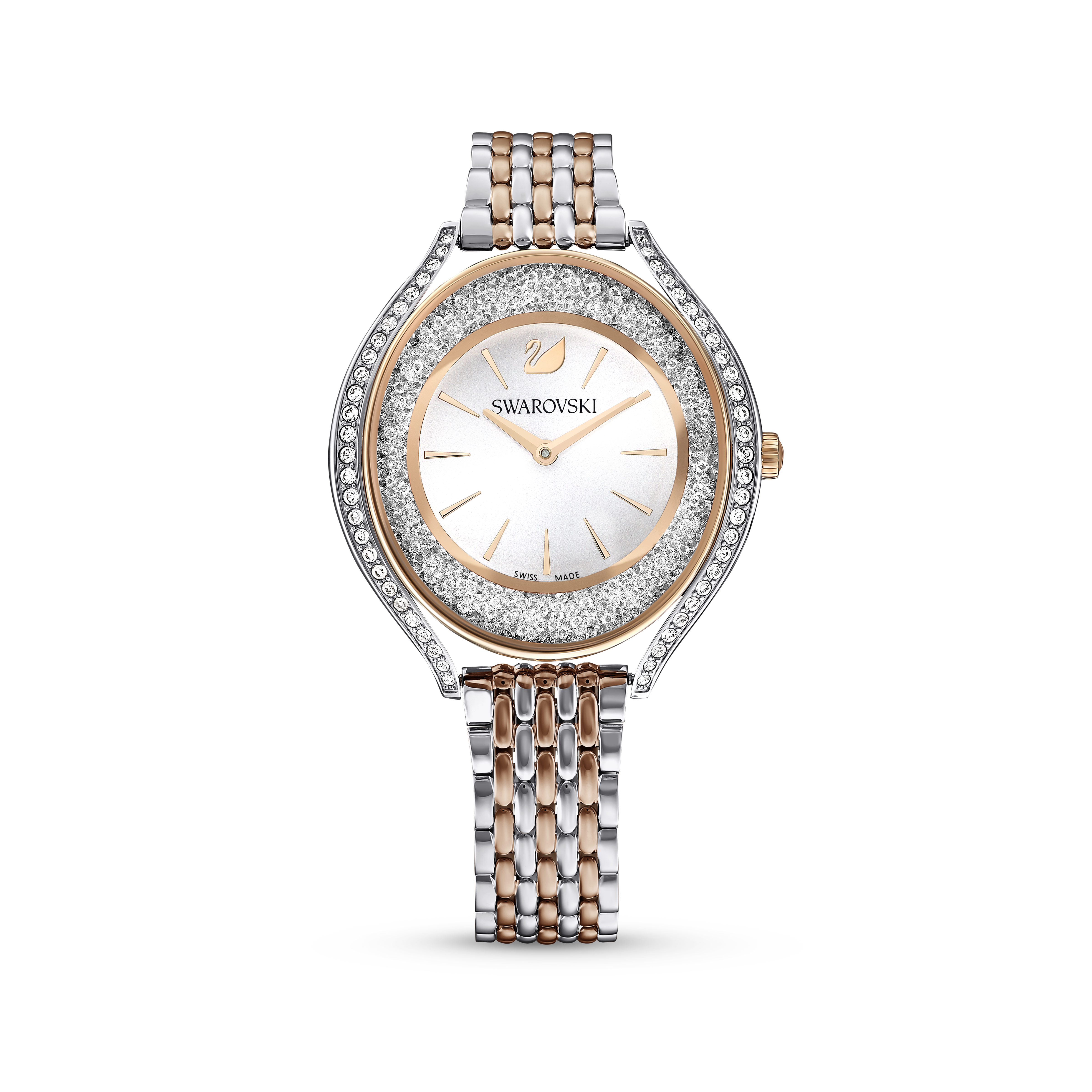 Swarovski Crystalline Aura watch, Swiss Made, Metal bracelet, Rose