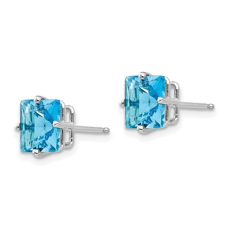 Quality Gold 14k White Gold 7mm Princess Cut Blue Topaz