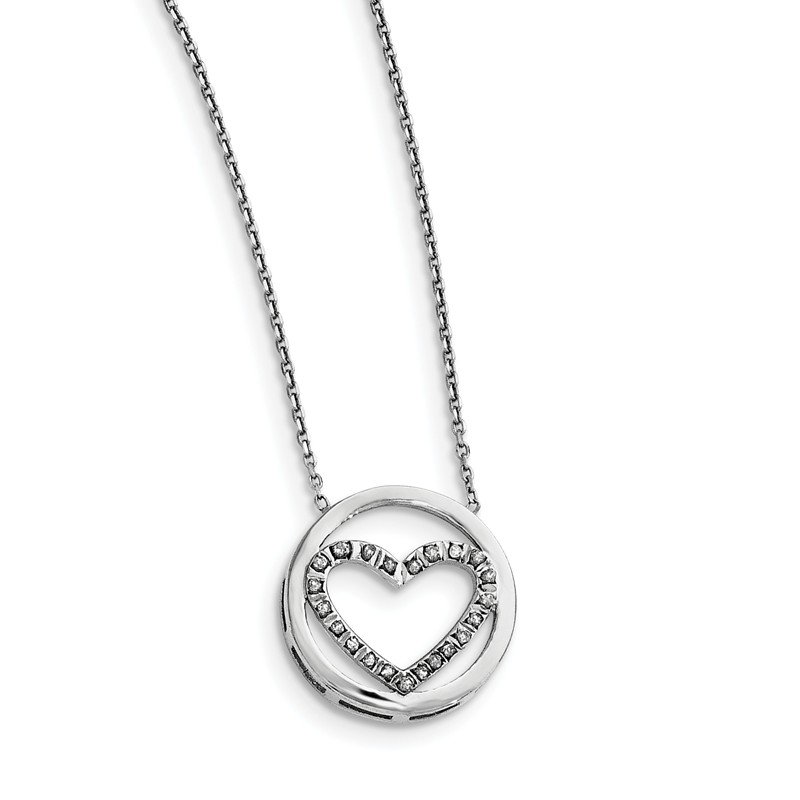 Sterling Silver Diamond Mystique Circle Heart Pendant Necklace