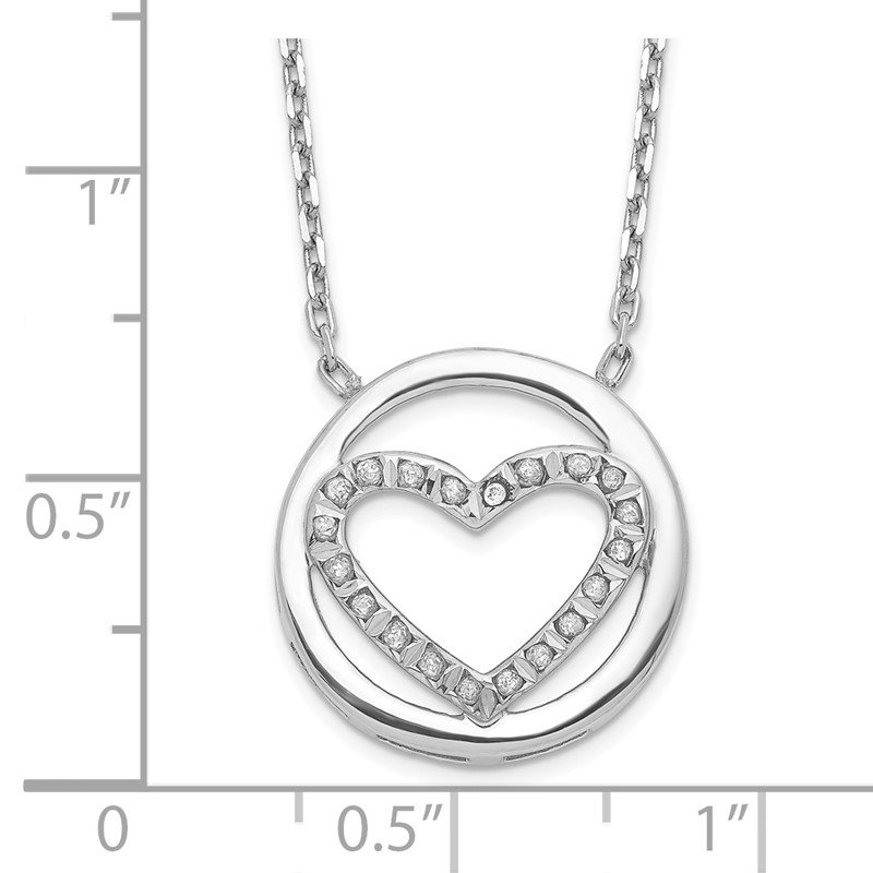 Sterling Silver Diamond Mystique Circle Heart Pendant Necklace