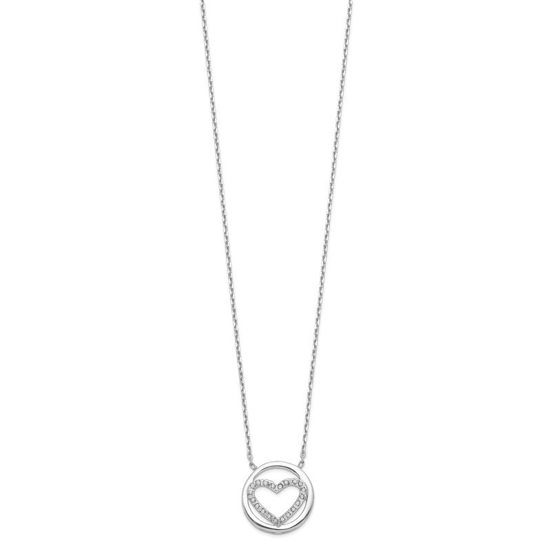 Sterling Silver Diamond Mystique Circle Heart Pendant Necklace