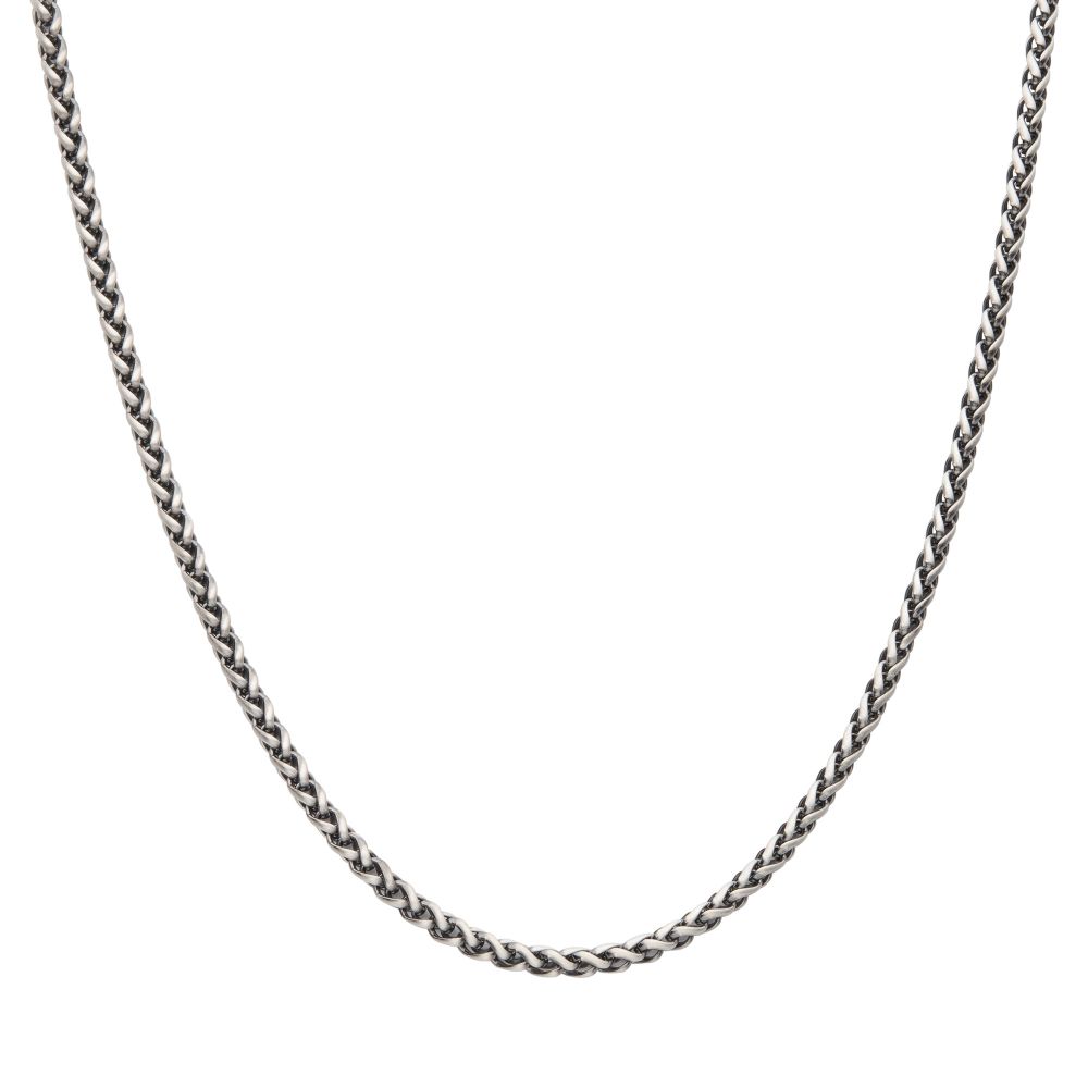 INOX Jewelry 4mm 925 Italy Silver Black Rhodium Plated Brushed
