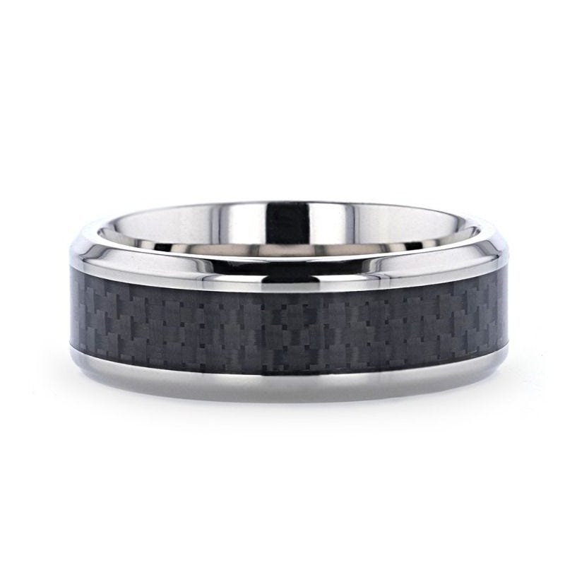 Thorsten COLOSSEUM Black Carbon Fiber Inlay Titanium Wedding Band - 8mm Thorsten COLOSSEUM Black Carbon Fiber Inlay Titanium Wedding Band - 8mm