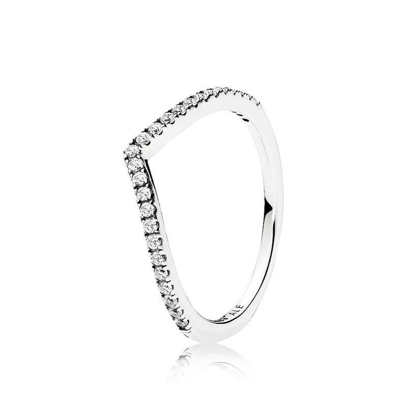 PANDORA Wishbone silver ring with clear cubic zirconia 196316CZ Pommier Jewellers