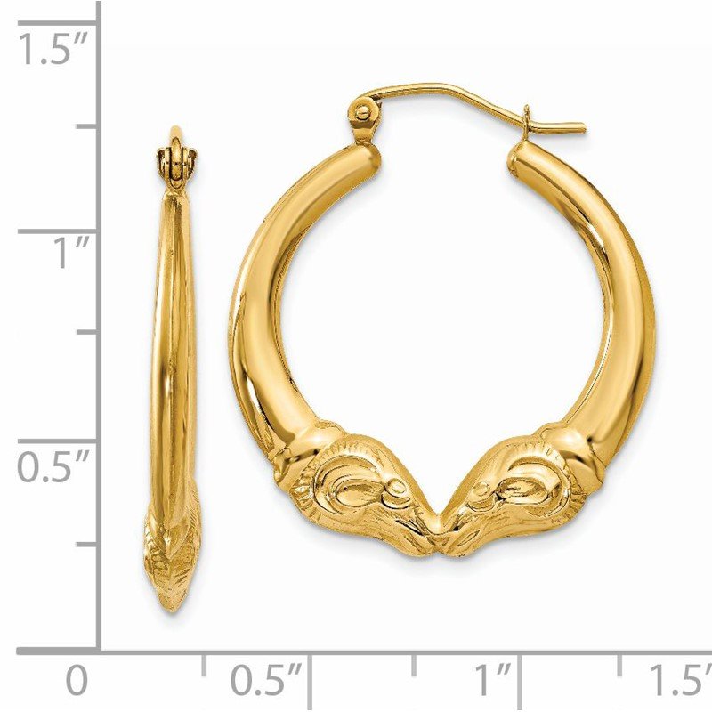 QG 14k Polished Ram Hoop Earrings S1521 - Jurgens Jewelers
