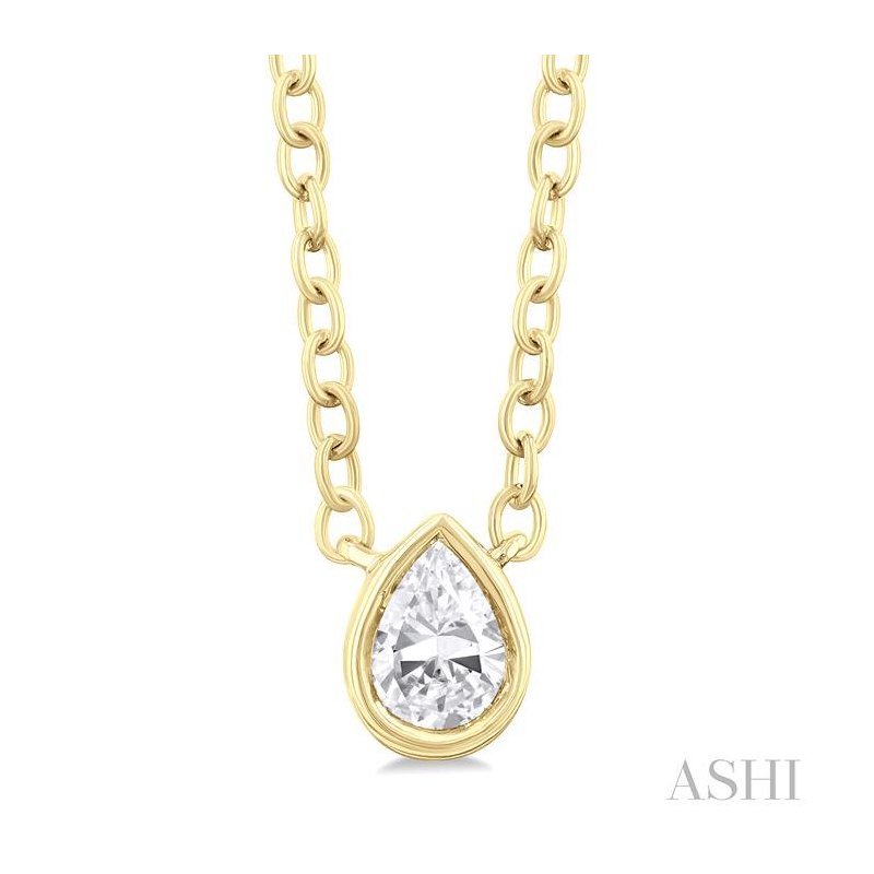 ASHI Pear Shape Bezel Set Petite Diamond Fashion Pendant