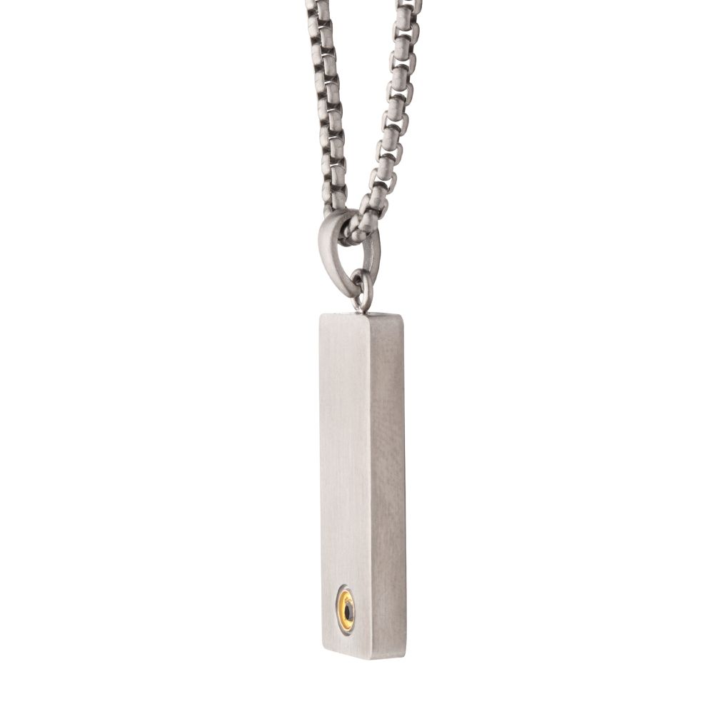 INOX Jewelry 1.6mm Black Sapphire Gem on Matte Finish Steel