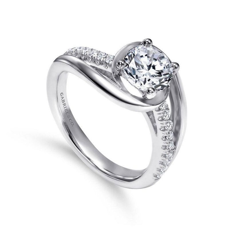 Gabriel Bridal 14K White Gold Round Bypass Diamond
