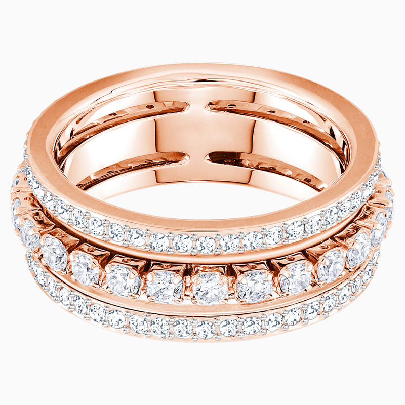 Swarovski Further Ring White, Rose-gold tone plated size factory 50 EUR / 5 USA