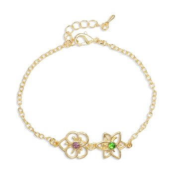 Goldtone Double Charm Bracelet Z124-LN5235GT