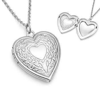 Heart Locket Floral Pendant Y397-L-203