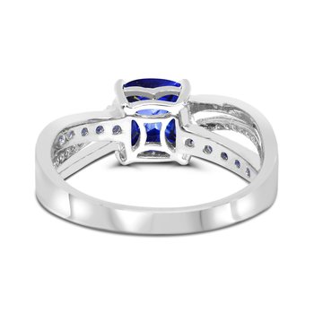Sterling Silver Created Blue Sapphire and Diamond 0.030cts Ring R2400CS6S
