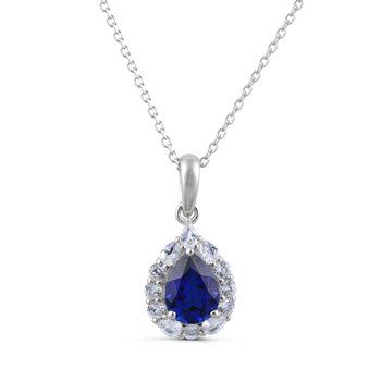 Sterling Silver Created Blue Sapphire and Created White Sapphire Pendant P13429CSCWS
