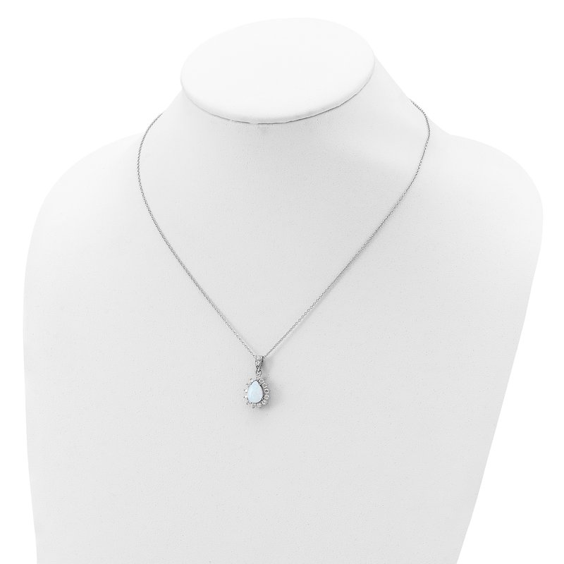 Cheryl M Sterling Silver Cubic Zirconia and White Opal Necklace