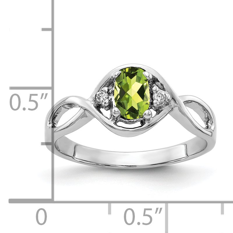 14k White Gold 6x4mm Oval Peridot AA Diamond Ring 14k White Gold 6x4mm Oval Peridot AA Diamond Ring