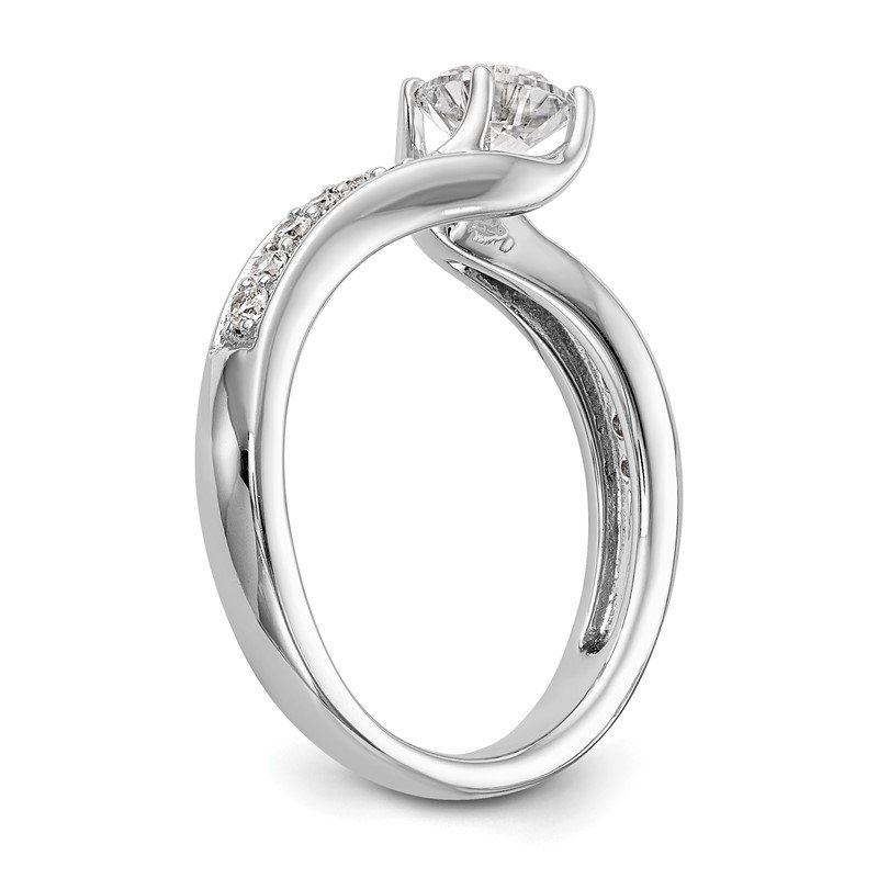 14k White Gold Round Lab-Grown Diamond VS/SI GH Round By-Pass Complete Engagement Rings