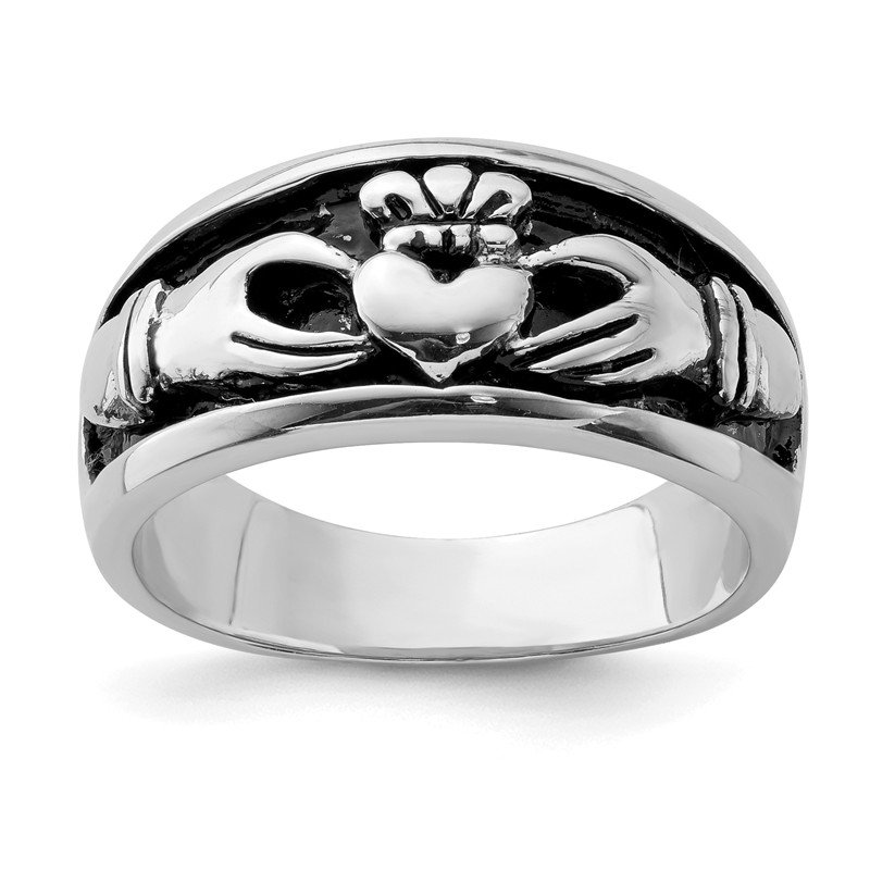 Sterling Silver Antiqued Claddagh Ring