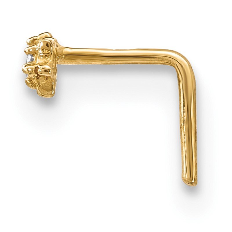 14k Gold 22 Gauge CZ 3-Star Nose Stud
