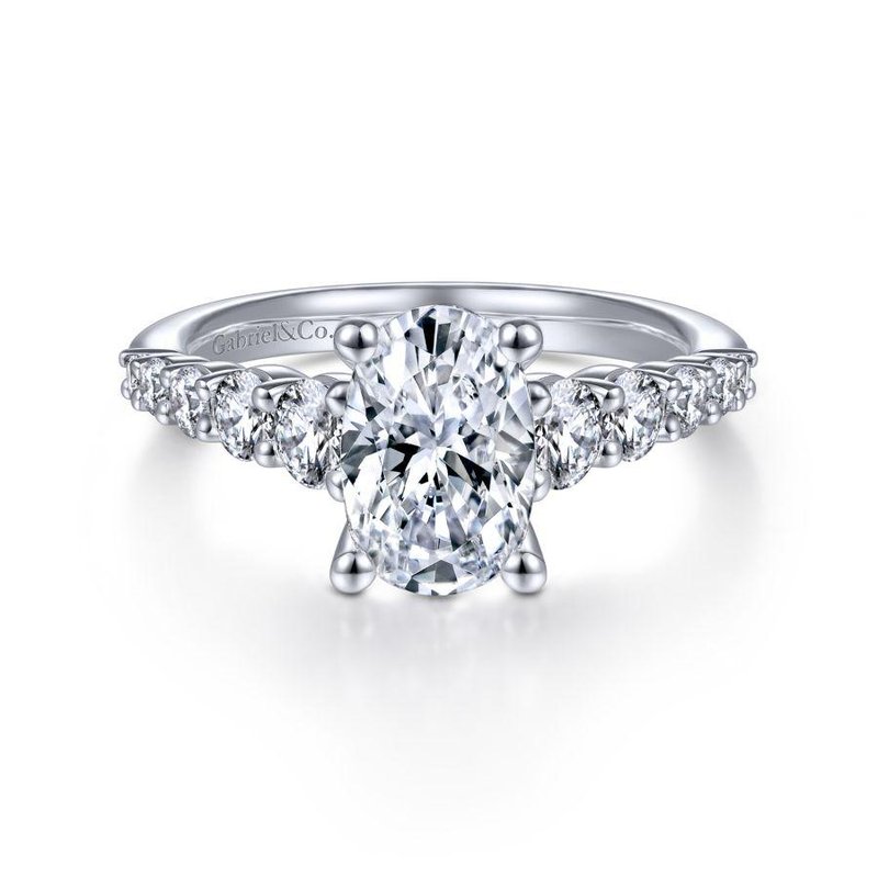 14K White Gold Oval Diamond Engagement Ring ER11757O6W44JJ