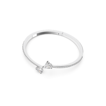 Swarovski Mesmera Attract bangle, Heart, White, Rhodium plated